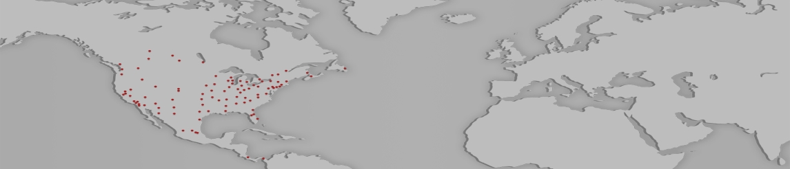 Map with red pins of Locations